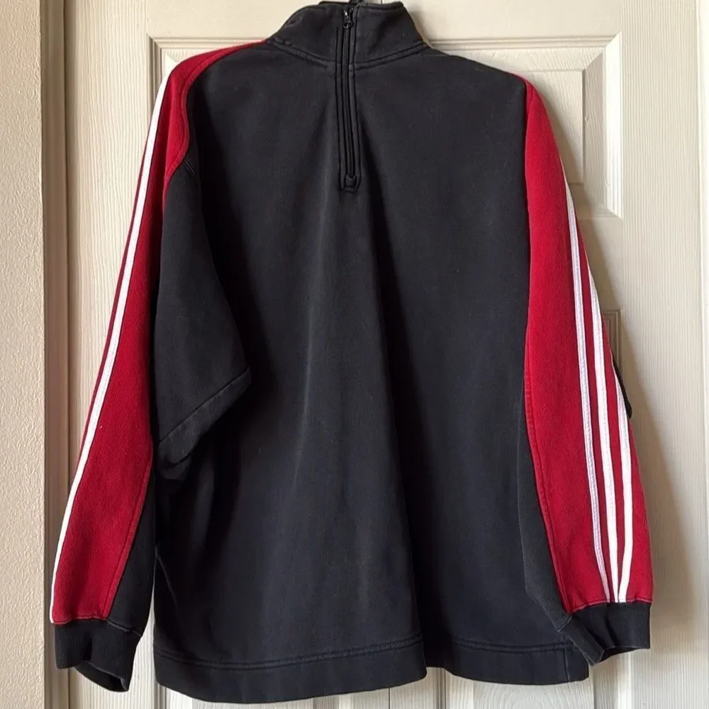 Adidas Men’s Vintage Quarter-Zip Jacket Three Stripe Sweatshirt!